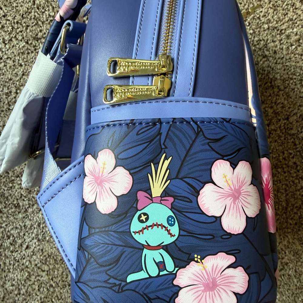 Loungefly Lilo and Stitch Floral Sunset Scene mini backpack NWT - Picture 3 of 6